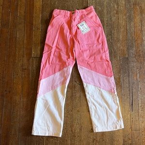 Big Bud color blocked chevron pants in pink and white